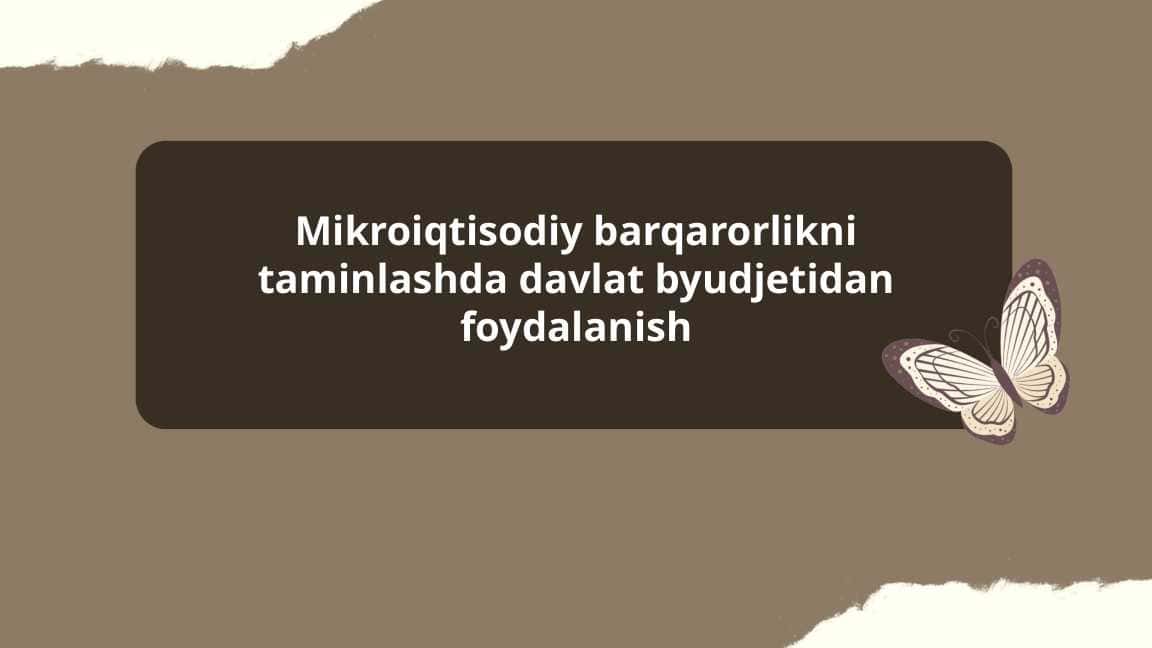 Mikroiqtisodiy barqarorlikni taminlashda davlat byudjetidan foydalanish