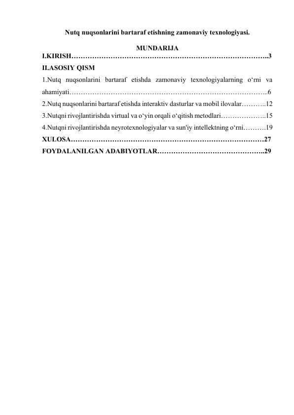 Nutq nuqsonlarini bartaraf etishning zamonaviy texnologiyasi.