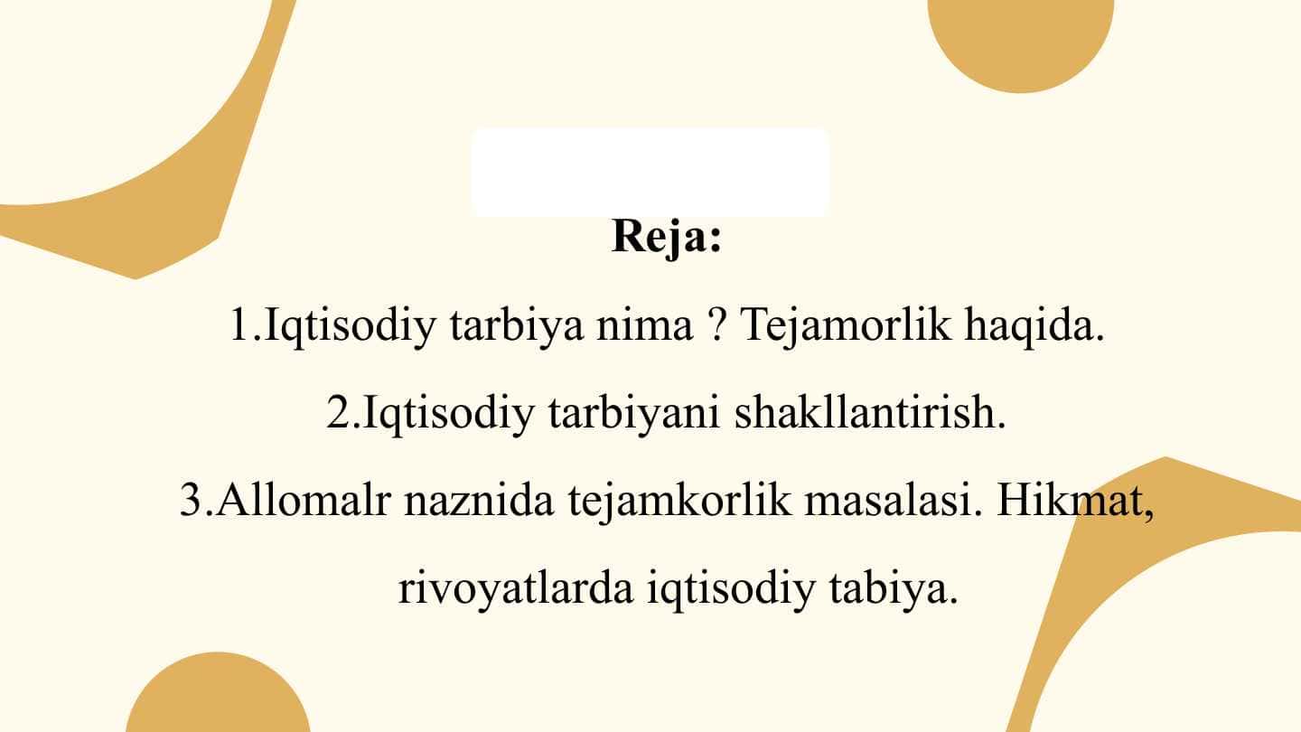 Iqtisodiy tarbiya nima