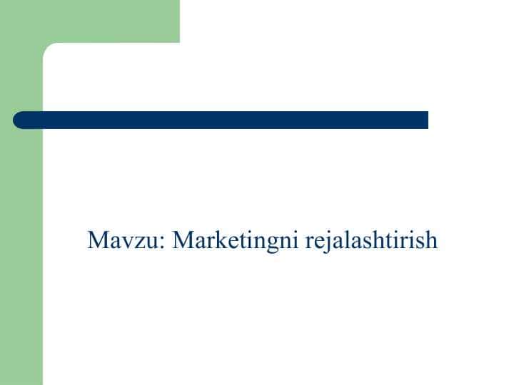 Marketingni rejalashtirish