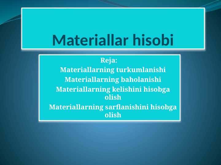 Materiallar hisobi