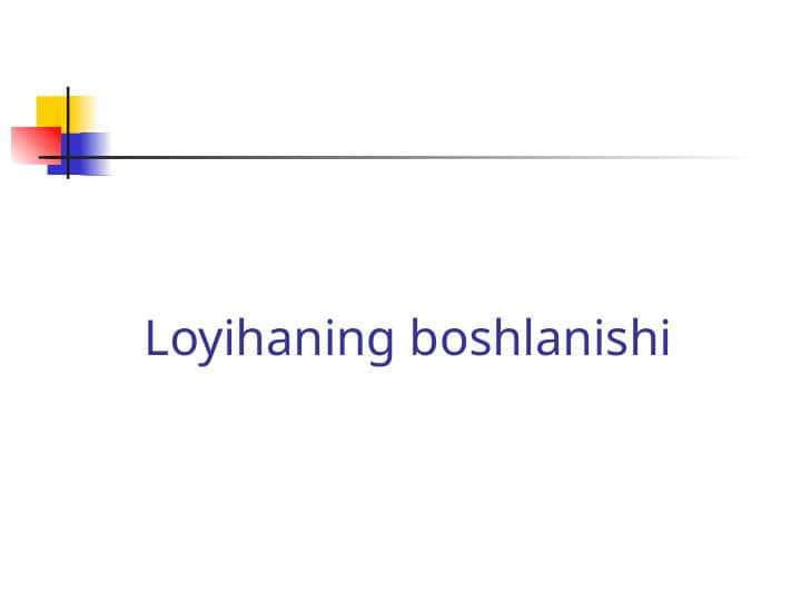 Loyihaning boshlanishi