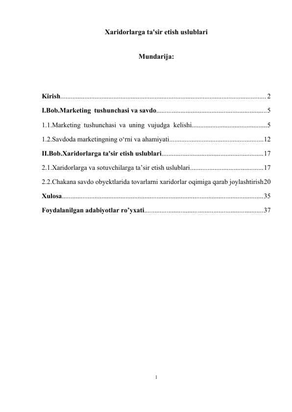 Xaridorlarga ta'sir etish uslublari