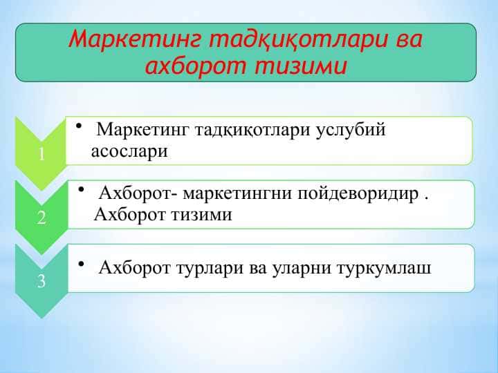 Маркетинг тадқиқотлари ва ахборот тизими