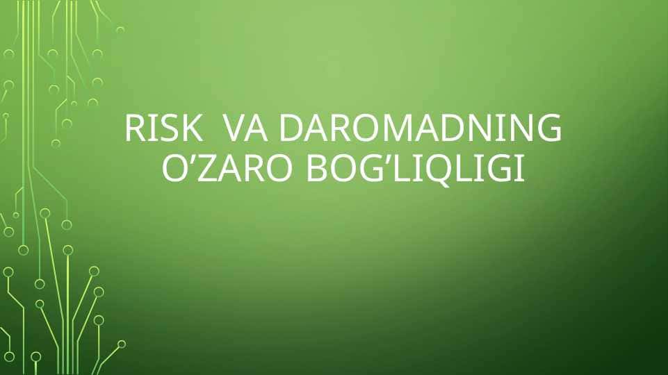 Pulning vaqt bo’yicha qiymati
