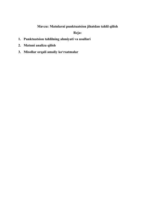 Matnlarni punktuatsion jihatdan tahlil qilish