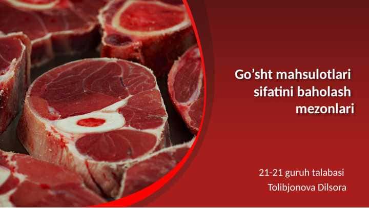 Go’sht mahsulotlari sifatini baholash mezonlari