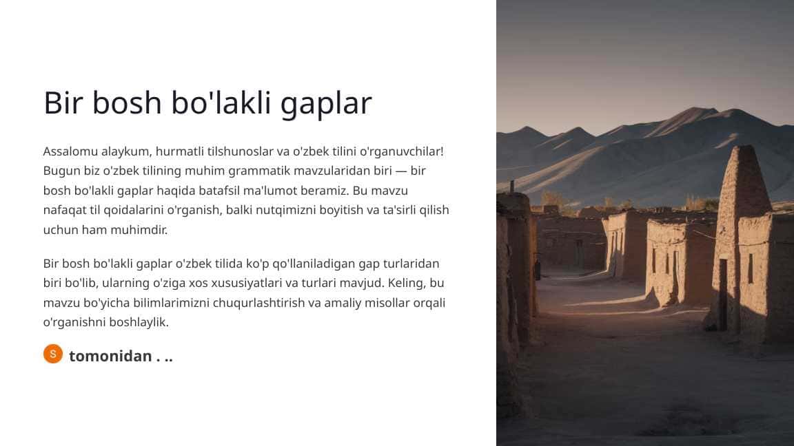Bir bosh bo'lakli gaplar