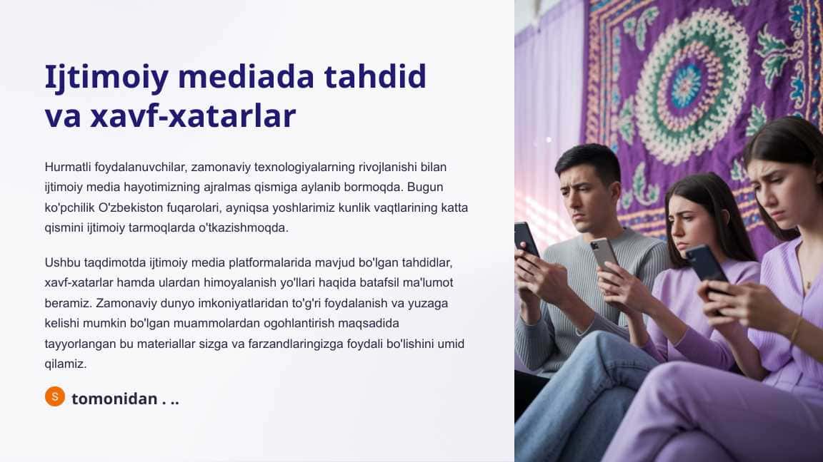 Ijtimoiy mediada tahdid va xavf-xatarlarIjtimoiy mediada tahdid va xavf-xatarlar