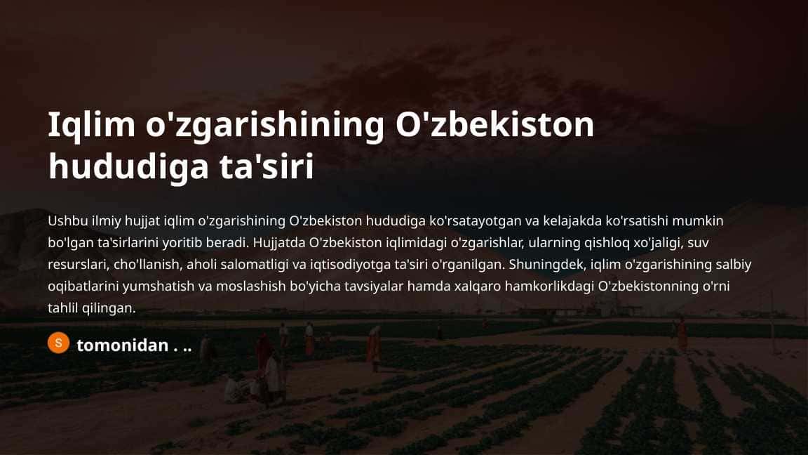 Iqlim o'zgarishining O'zbekiston hududiga ta'siri