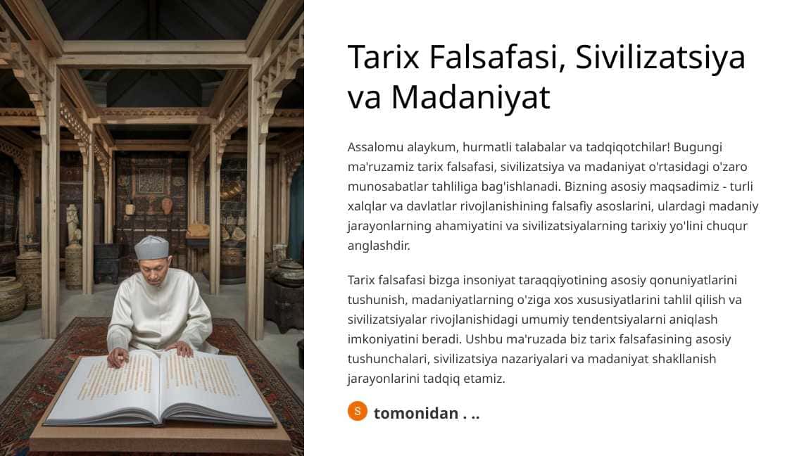 Tarix Falsafasi, Sivilizatsiya va Madaniyat