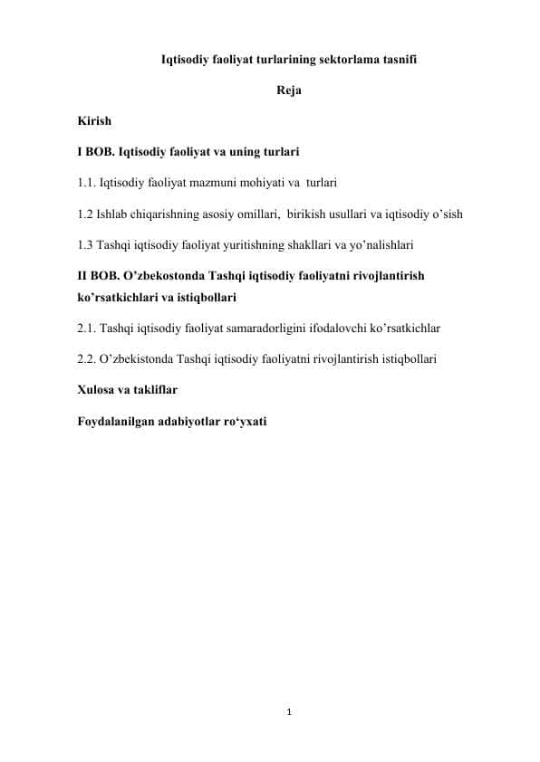 Iqtisodiy faoliyat turlarining sektorlama tasnifi