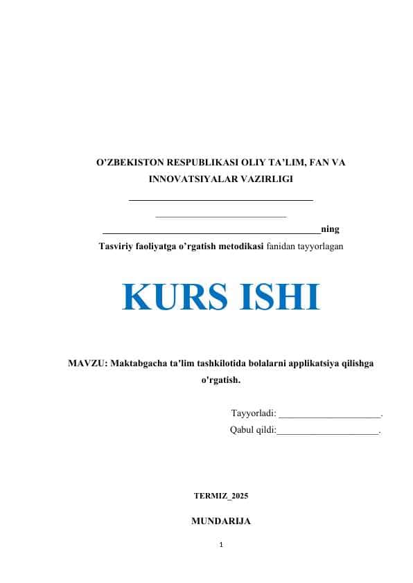 Maktabgacha taʼlim tashkilotida bolalarni applikatsiya qilishga o'rgatish.