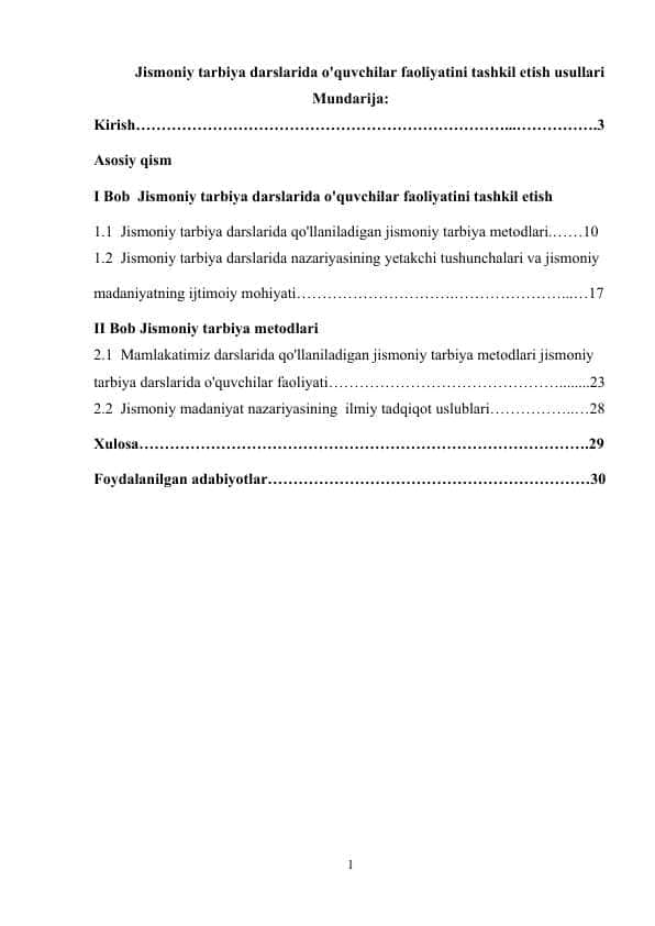 Jismoniy tarbiya darslarida o'quvchilar faoliyatini tashkil etish usullari