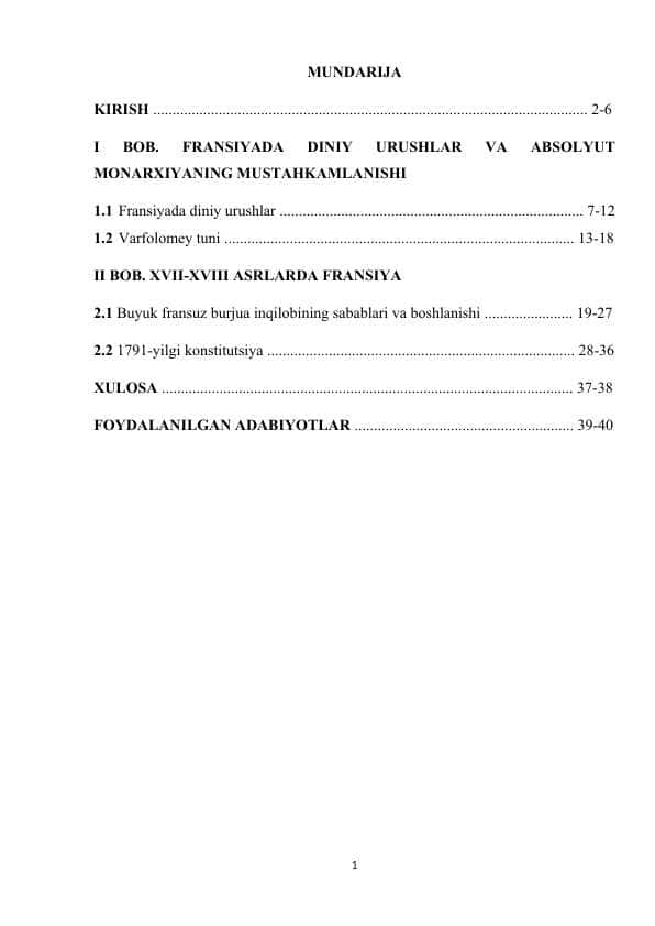 XVI-XVIII ASRLARDA FRANSIYA