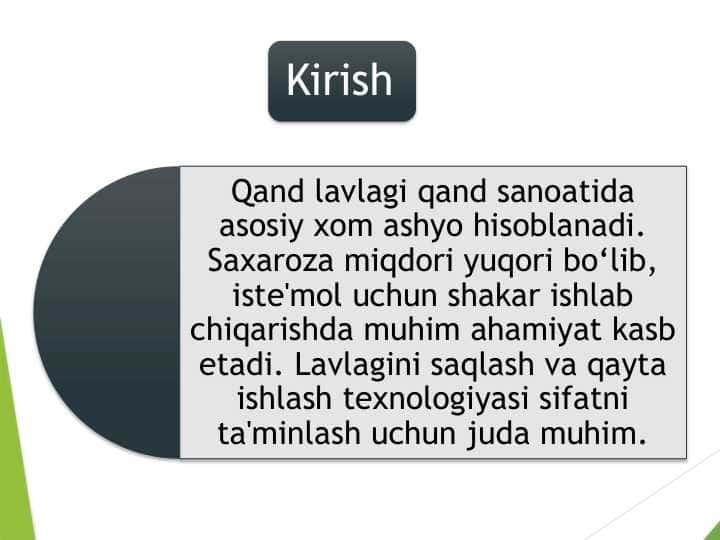 Qand lavlagidan shakar olish texnologiyasi