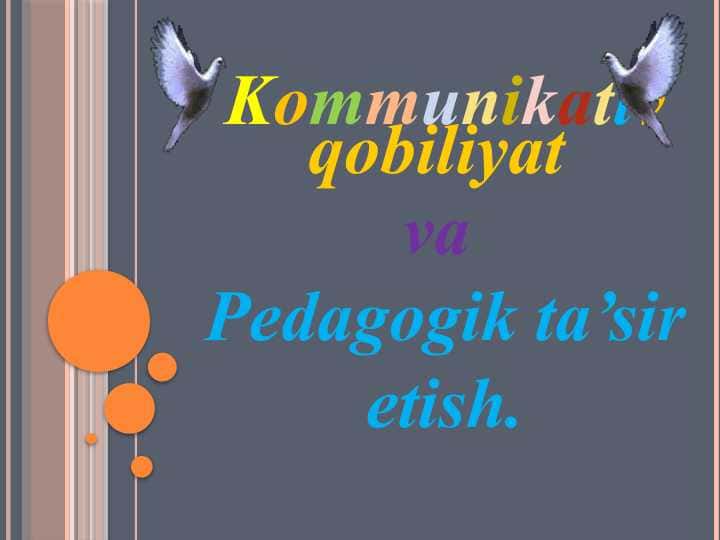 Kommunikativ qobiliyat va Pedagogik ta’sir etish.