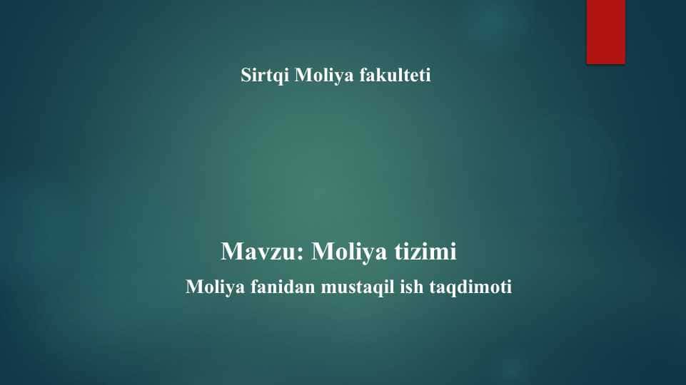 Moliya tizimi