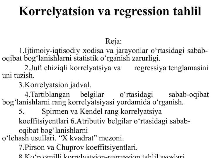 Korrelyatsion va regression tahlil