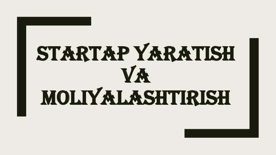Startap yaratish va moliyalashtirish presentatsiya