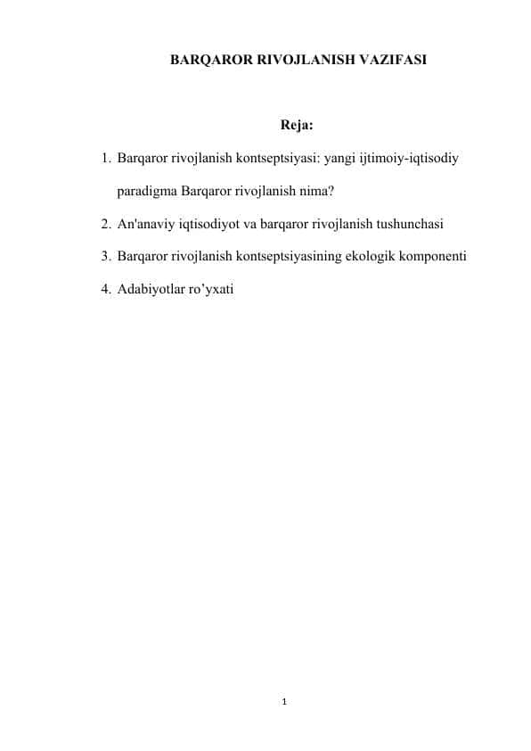 BARQAROR RIVOJLANISH VAZIFASI