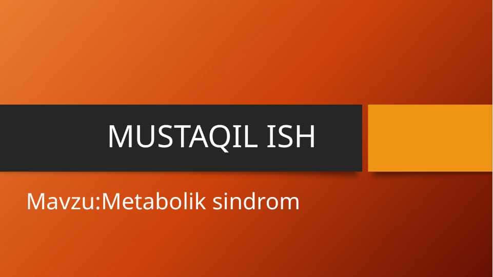 Metabolik sindrom