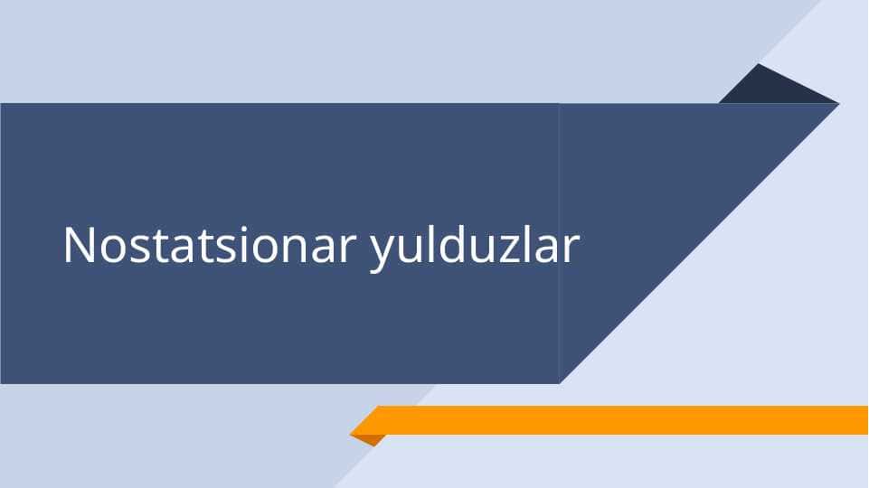 Nostatsionar yulduzlar
