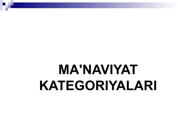 ma'naviyat kategoriyalari