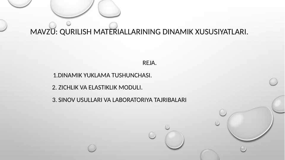 Qurilish materiallarining dinamik xususiyatlari