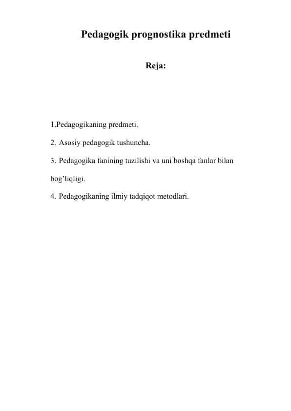 Pedagogik prognostika predmeti.docx