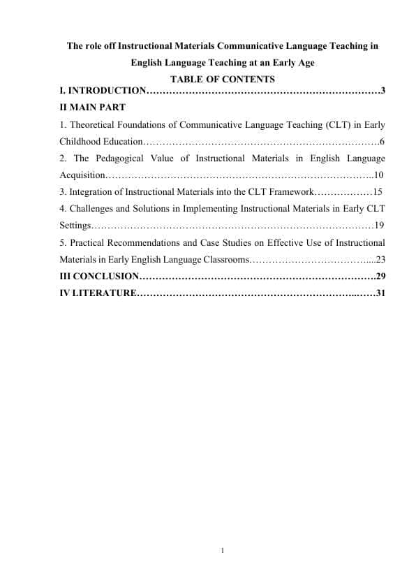 The role off Instructional Materials Communicative Language Teaching in English Language Teaching at an Early Age