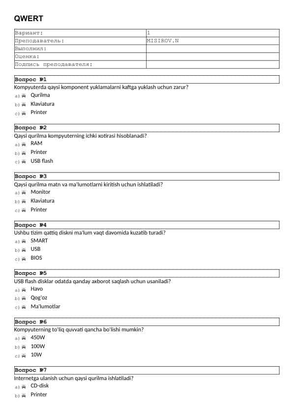 informatikadan test
