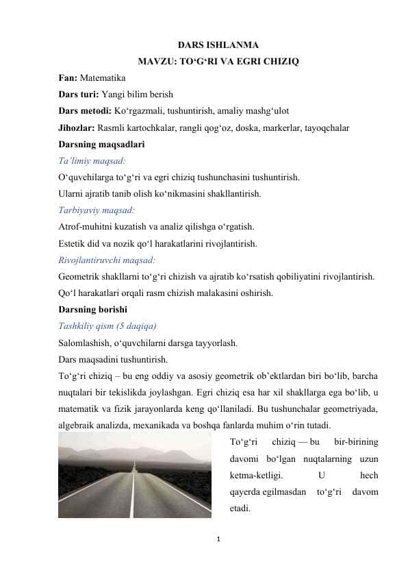 TO‘G‘RI VA EGRI CHIZIQ