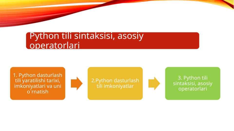 Python tili sintaksisi, asosiy operatorlari