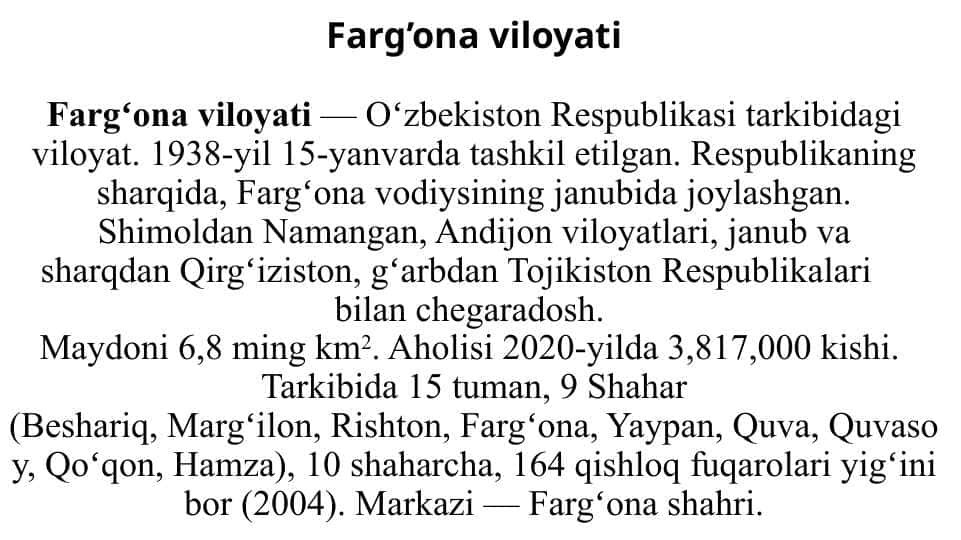 Fargʻona viloyati