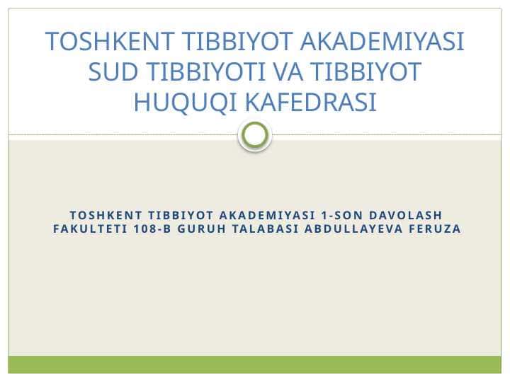 Fuqarolarning O’zbekiston Respublikasi Konstitutsiyasi bilan kafolatlangan huquq va erkinliklari. Bemor huquqlari va bu borada etik va huquqiy jihatlarining o’zaro bog’liqligi.”Bemor huquqlari bo’yicha Lissabon deklaratsiyasi”