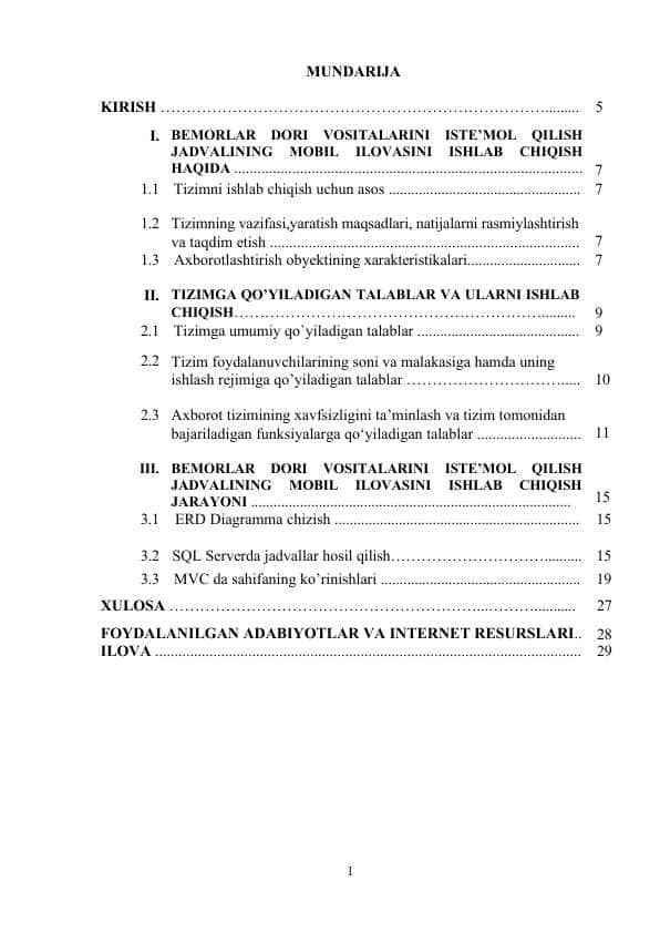 Bemorlar dori vositalarini iste’mol qilish jadvalining mobil ilovasini ishlab chiqish