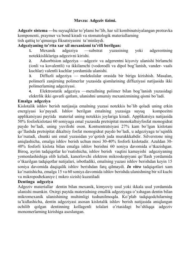 Adgeziv tizimi