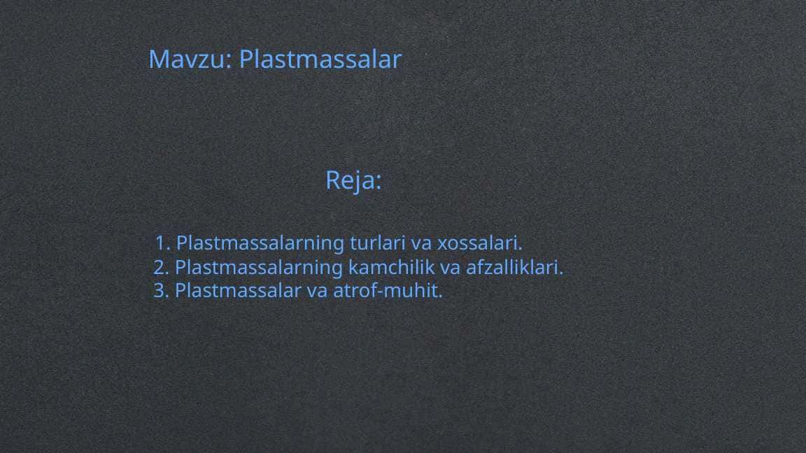 Plastmassalar kimyosi. Kolloid kimyo