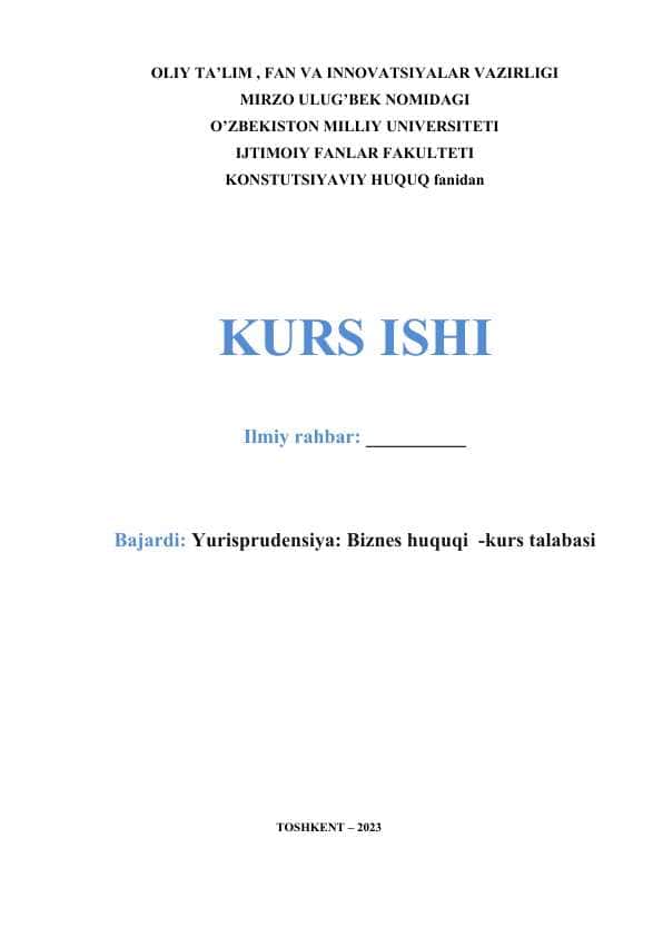 Mahalliy davlat hokimiyati asoslari. Fuqarolarning o’zini-o’zi boshqarish organlari