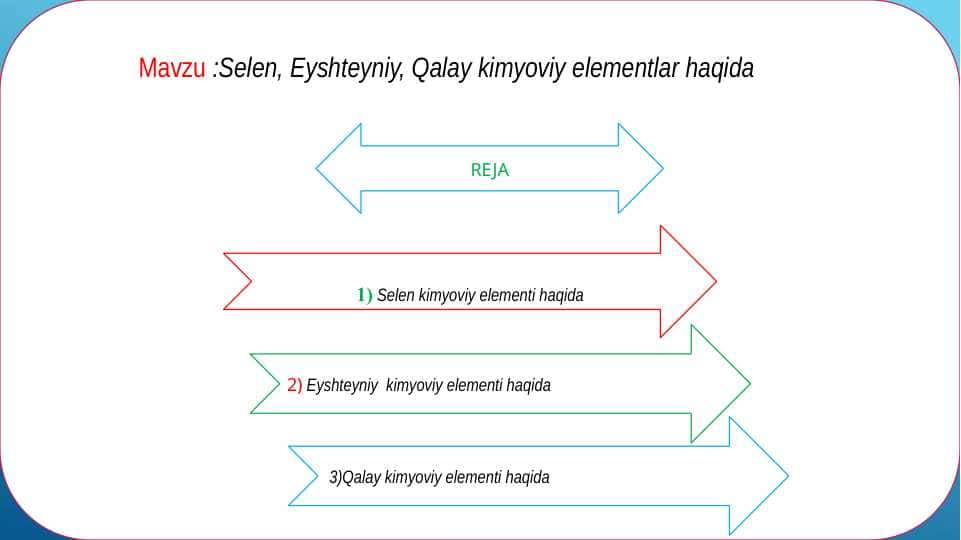 elen, Eyshteyniy, Qalay kimyoviy elementlar haqida