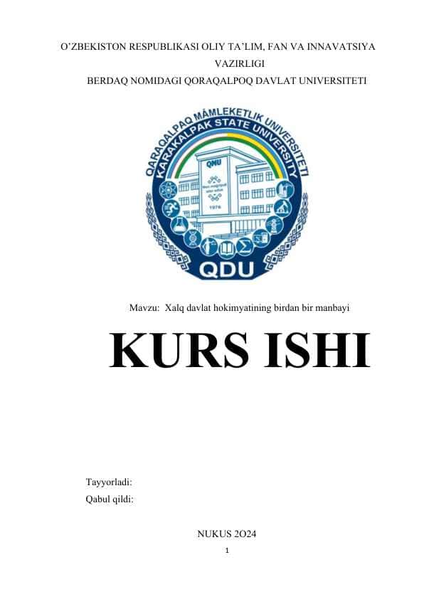 Xalq davlat hokimyatining birdan bir manbayi