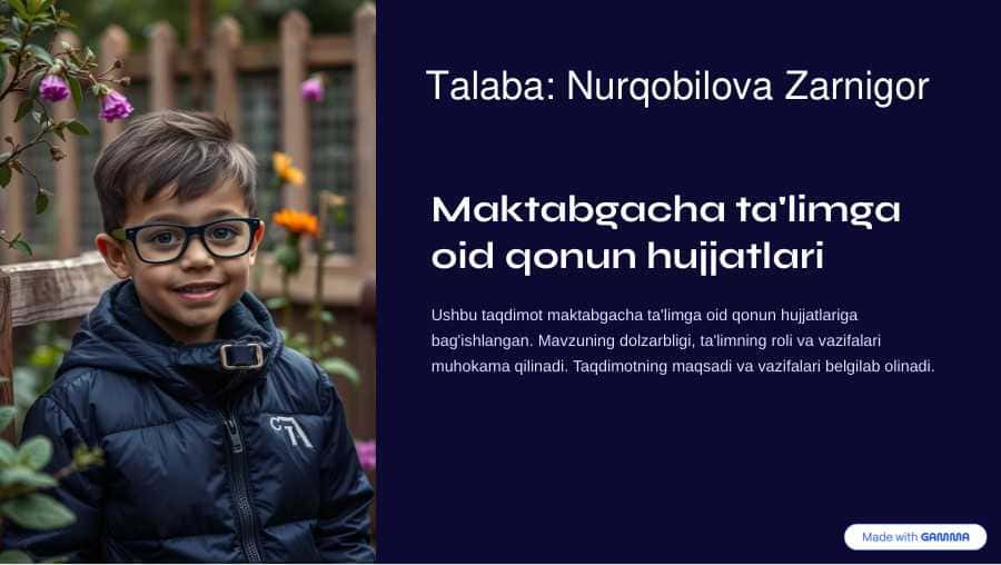 Maktabgacha talimga oid qonunlar