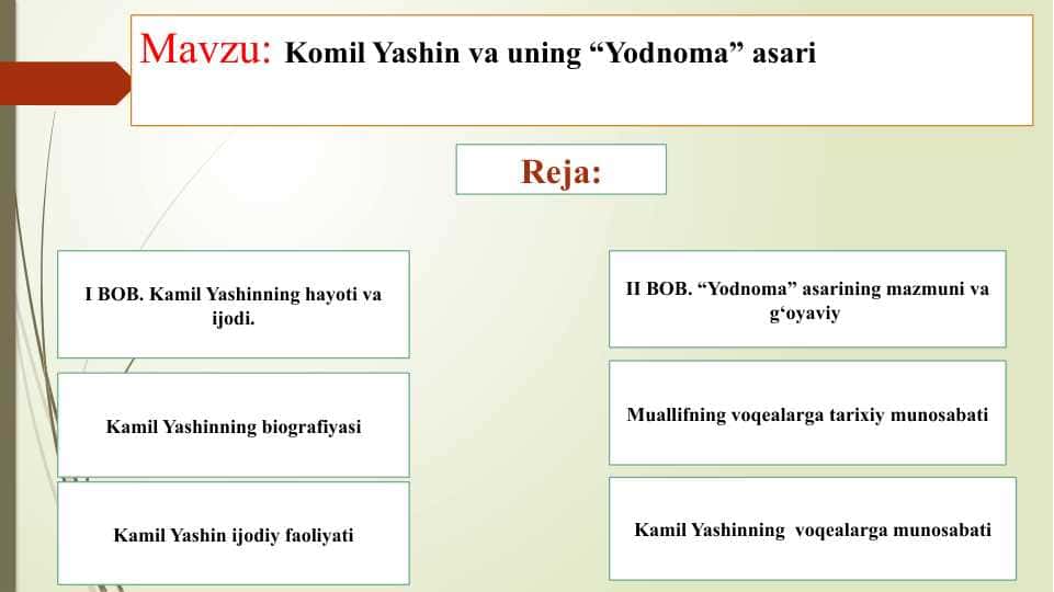 Komil Yashin Yodnoma asari