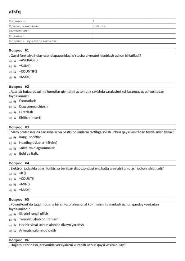 informatikadan test