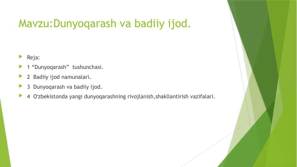 Dunyoqarash va badiiy ijod