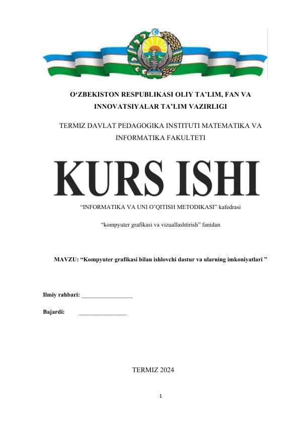 Kompyuter grafikasi bilan ishlovchi dastur va ularning imkoniyatlari