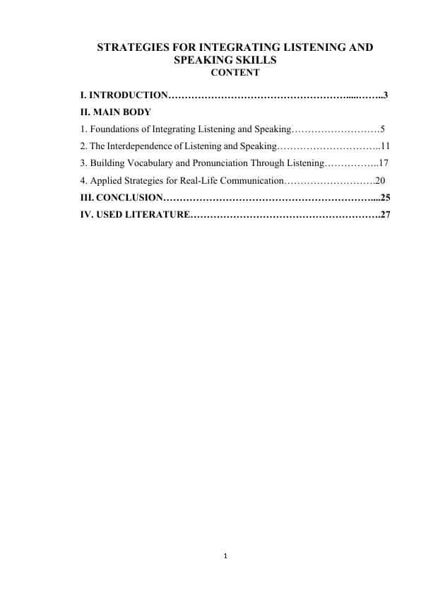STRATEGIES FOR INTEGRATING LISTENING AND SPEAKING SKILLS