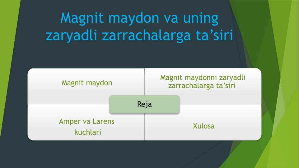 Magnit maydon va uning zaryadli zarrachalarga ta’siri