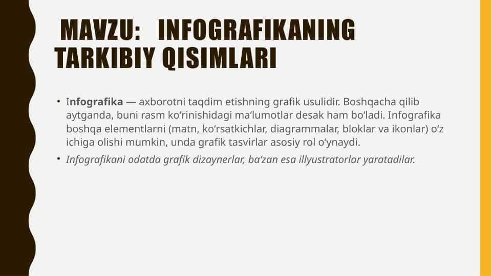 Infografikaning tarkibiy qisimlari